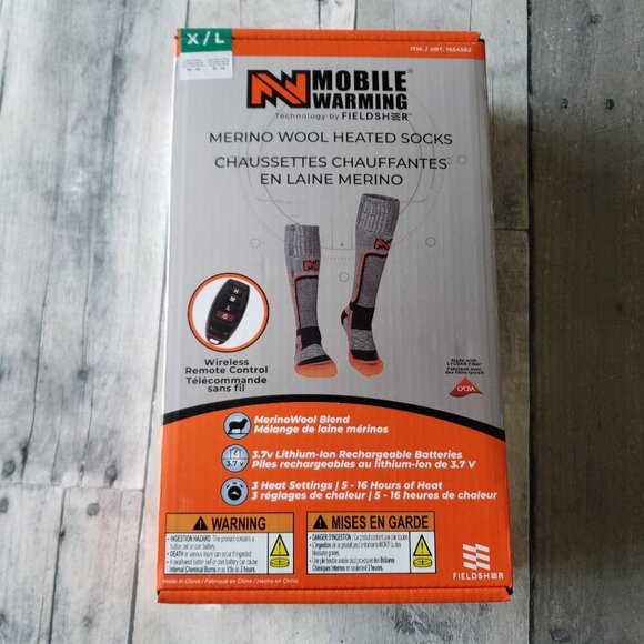 NWT - Heated Socks XL Remote Control Merino Wool Mobile Warming - Picture 1 of 3